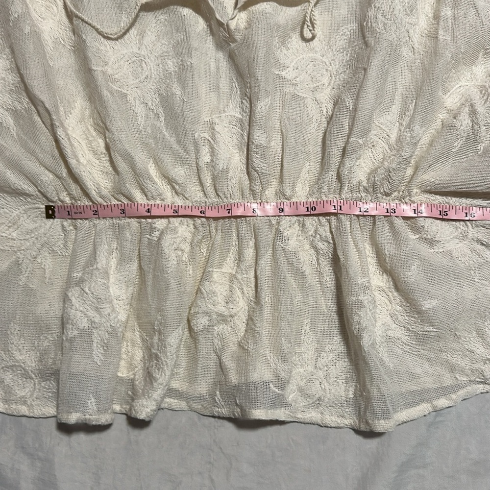 Anthropologie Lace Crochet Boho Top Cinch Waist Sz S - Picture 7 of 8